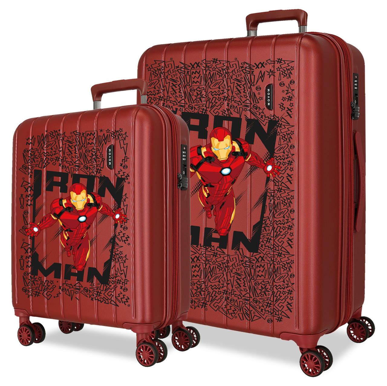 3488944 SET/2 TROLLEY ABS 55-65CM.4R.C/EXP. IRONMAN ROJO