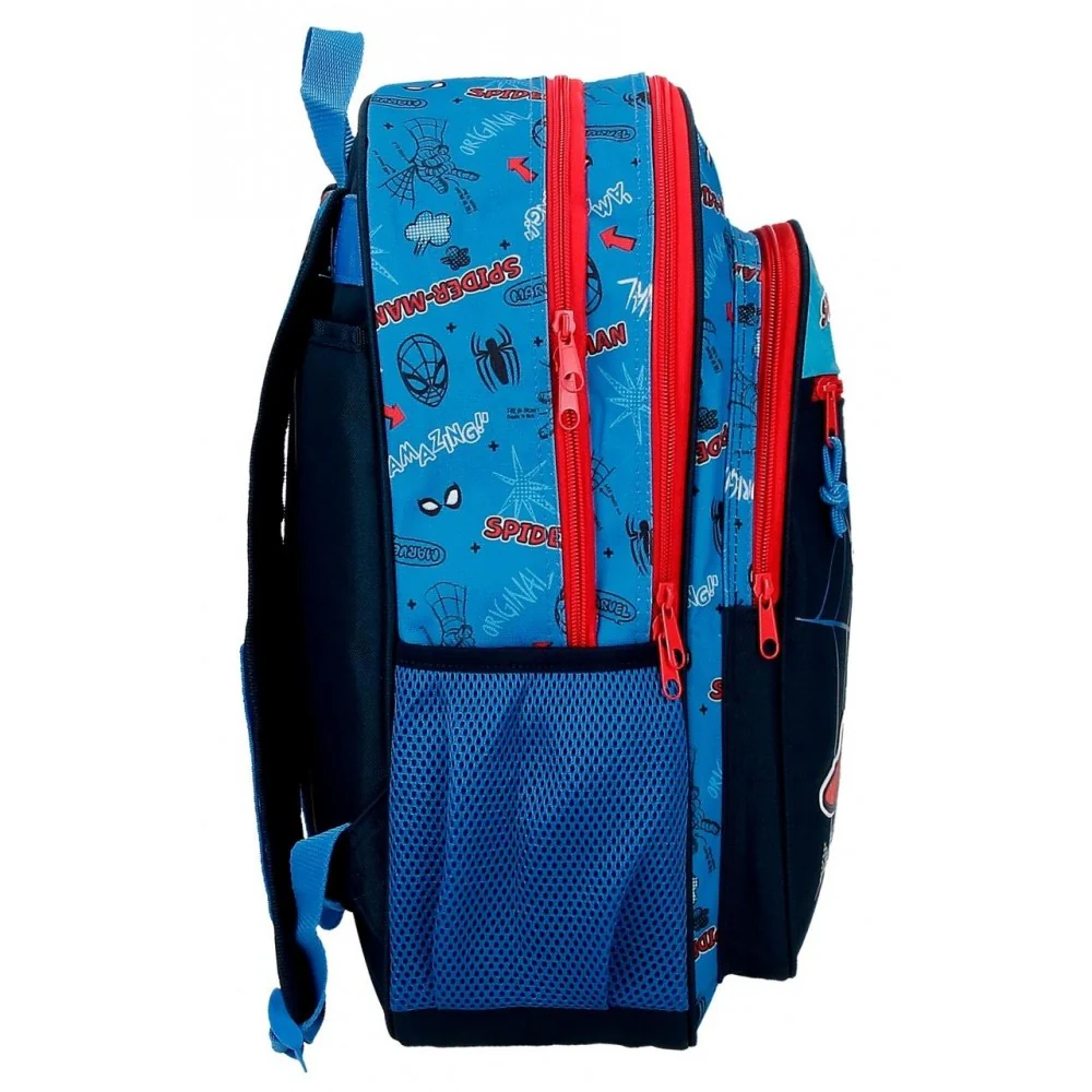 Mochila Escolar Spiderman Totally awesome 42cm Dos Compartimentos adaptable a carro - Image 6